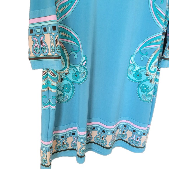 MICHAEL KORS Women's Dress SZ 12 Blue Paisley Print Accents Stretch Cool Boho - Picture 3 of 8